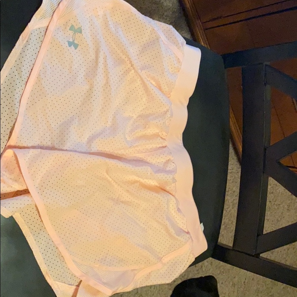 Light pink under armor shorts